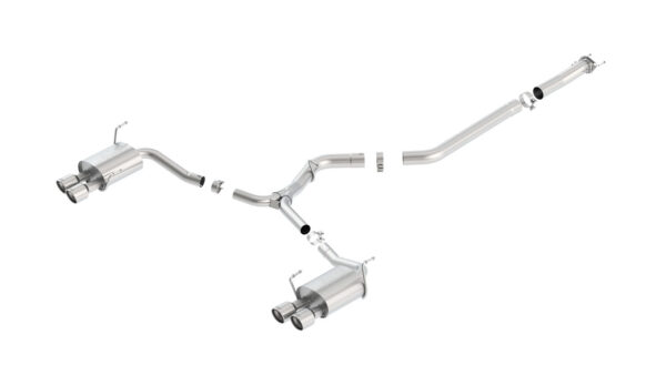 Borla S-Type Cat-Back Exhaust Quad Round Rolled Tips - 2015-2021 WRX / STI